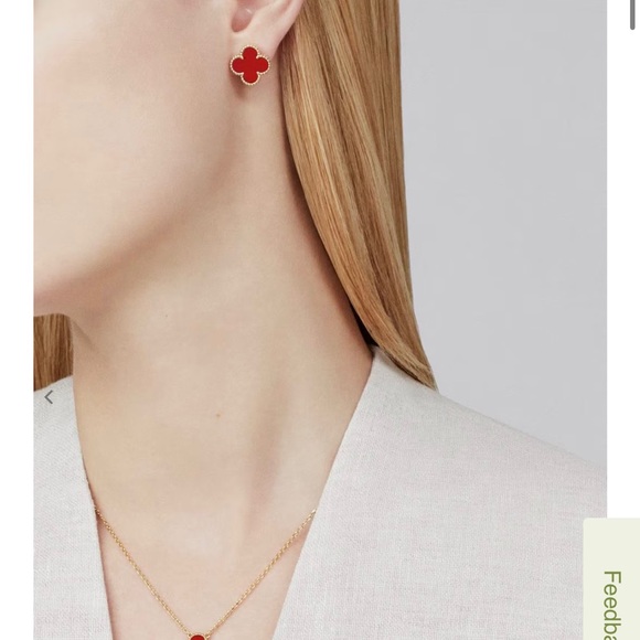 VCA Carnellian Vintage Alhambra Earrings - Picture 8 of 8